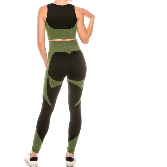 💜💛💚Seamless jacquard yoga set - Picture 3 of 6